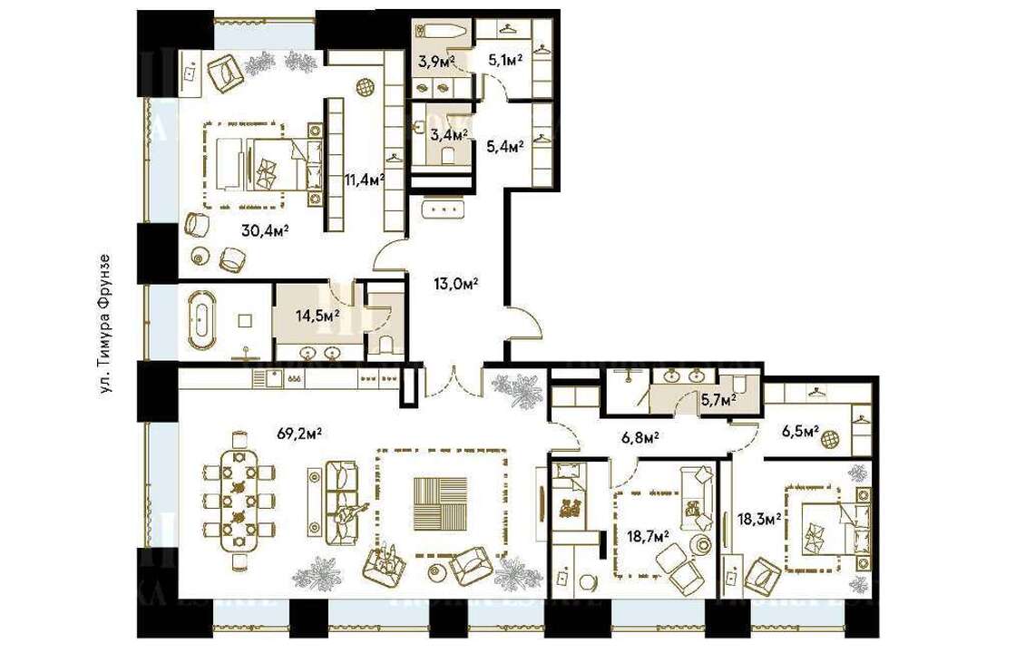 Купить  Апартаменты с отделкой Зубовская ул 7 метро Парк культуры