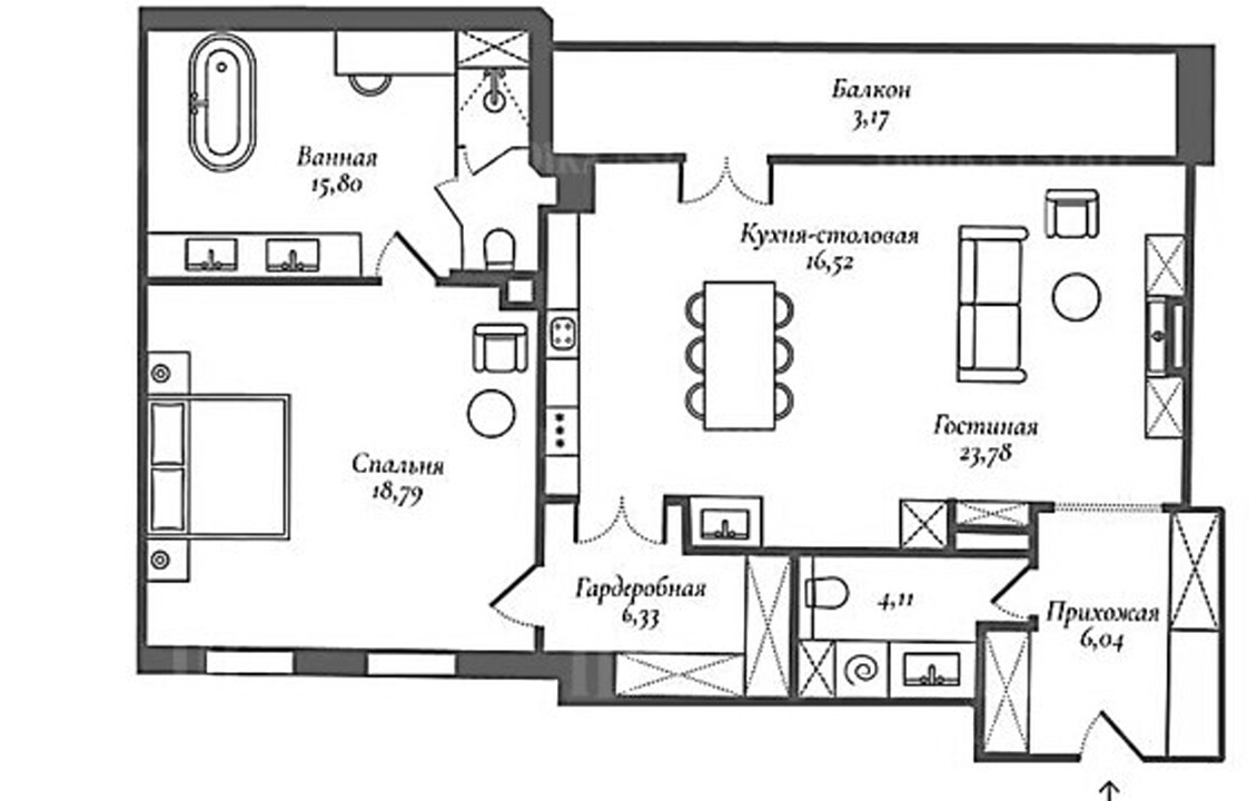 Купить  Пентхаус без отделки Потаповский пер-к 6 метро Чистые пруды